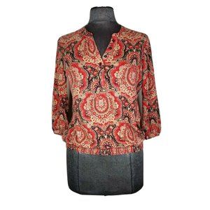 Lucky Brand Womens Orange Rust Pleasant Top Size S